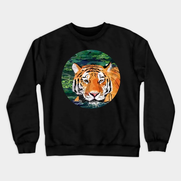 Tiger Crewneck Sweatshirt by KatherineBlowerDesigns